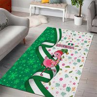 Nigeria Christmas Area Rug with Pink Flamingo Tropical Leaves and Festive Lights Design - Wonder Print Shop