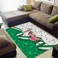 Nigeria Christmas Area Rug with Pink Flamingo Tropical Leaves and Festive Lights Design - Wonder Print Shop