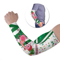 Nigeria Christmas Arm Sleeves with Pink Flamingo Tropical Leaves and Festive Lights Design - Wonder Print Shop