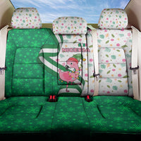Nigeria Christmas Back Car Seat Cover with Pink Flamingo Tropical Leaves and Festive Lights Design - Wonder Print Shop