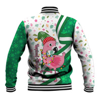 Nigeria Christmas Baseball Jacket with Pink Flamingo Tropical Leaves and Festive Lights Design - Wonder Print Shop