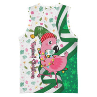 Nigeria Christmas Basketball Jersey with Pink Flamingo Tropical Leaves and Festive Lights Design - Wonder Print Shop