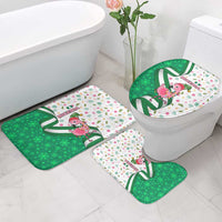 Nigeria Christmas Bathroom Set with Pink Flamingo Tropical Leaves and Festive Lights Design - Wonder Print Shop