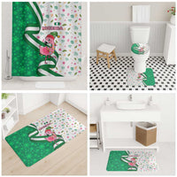 Nigeria Christmas Bathroom Set with Pink Flamingo Tropical Leaves and Festive Lights Design - Wonder Print Shop