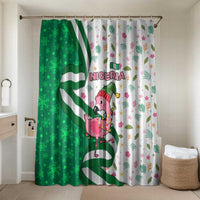 Nigeria Christmas Bathroom Set with Pink Flamingo Tropical Leaves and Festive Lights Design - Wonder Print Shop