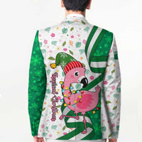 Nigeria Christmas Blazer with Pink Flamingo Tropical Leaves and Festive Lights Design - Wonder Print Shop