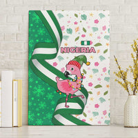 Nigeria Christmas Canvas Wall Art with Pink Flamingo Tropical Leaves and Festive Lights Design - Wonder Print Shop