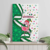 Nigeria Christmas Canvas Wall Art with Pink Flamingo Tropical Leaves and Festive Lights Design - Wonder Print Shop