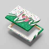 Nigeria Christmas Canvas Wall Art with Pink Flamingo Tropical Leaves and Festive Lights Design - Wonder Print Shop