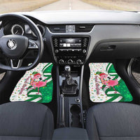 Nigeria Christmas Car Mats with Pink Flamingo Tropical Leaves and Festive Lights Design - Wonder Print Shop