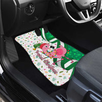 Nigeria Christmas Car Mats with Pink Flamingo Tropical Leaves and Festive Lights Design - Wonder Print Shop