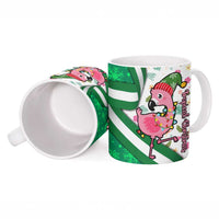 Nigeria Christmas Ceramic Mug with Pink Flamingo Tropical Leaves and Festive Lights Design - Wonder Print Shop