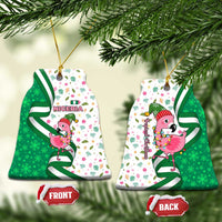 Nigeria Christmas Ceramic Ornament with Pink Flamingo Tropical Leaves and Festive Lights Design - Wonder Print Shop