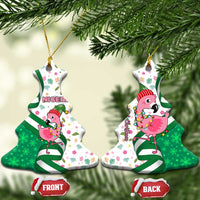 Nigeria Christmas Ceramic Ornament with Pink Flamingo Tropical Leaves and Festive Lights Design - Wonder Print Shop