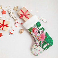 Nigeria Christmas Stocking with Pink Flamingo Tropical Leaves and Festive Lights Design - Wonder Print Shop