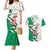 Nigeria Christmas Couples Matching Mermaid Dress and Hawaiian Shirt with Pink Flamingo Tropical Leaves and Festive Lights Design - Wonder Print Shop