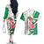 Nigeria Christmas Couples Matching Off The Shoulder Long Sleeve Dress and Hawaiian Shirt with Pink Flamingo Tropical Leaves and Festive Lights Design - Wonder Print Shop