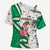 Nigeria Christmas Cross Shoulder Shirt with Pink Flamingo Tropical Leaves and Festive Lights Design - Wonder Print Shop