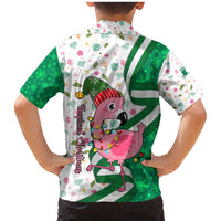 Nigeria Christmas Family Matching Mermaid Dress and Hawaiian Shirt with Pink Flamingo Tropical Leaves and Festive Lights Design - Wonder Print Shop