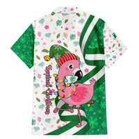 Nigeria Christmas Family Matching Mermaid Dress and Hawaiian Shirt with Pink Flamingo Tropical Leaves and Festive Lights Design - Wonder Print Shop
