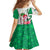 Nigeria Christmas Family Matching Off Shoulder Maxi Dress and Hawaiian Shirt with Pink Flamingo Tropical Leaves and Festive Lights Design - Wonder Print Shop