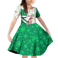 Nigeria Christmas Family Matching Off Shoulder Short Dress and Hawaiian Shirt with Pink Flamingo Tropical Leaves and Festive Lights Design - Wonder Print Shop