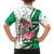 Nigeria Christmas Family Matching Short Sleeve Bodycon Dress and Hawaiian Shirt with Pink Flamingo Tropical Leaves and Festive Lights Design - Wonder Print Shop