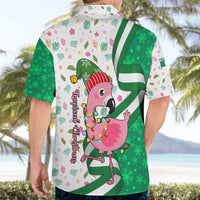 Nigeria Christmas Hawaiian Shirt with Pink Flamingo Tropical Leaves and Festive Lights Design - Wonder Print Shop