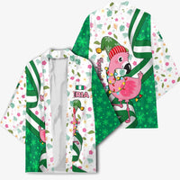 Nigeria Christmas Kimono with Pink Flamingo Tropical Leaves and Festive Lights Design - Wonder Print Shop