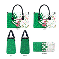 Nigeria Christmas Leather Bag with Pink Flamingo Tropical Leaves and Festive Lights Design - Wonder Print Shop