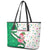 Nigeria Christmas Leather Tote Bag with Pink Flamingo Tropical Leaves and Festive Lights Design - Wonder Print Shop
