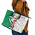 Nigeria Christmas Leather Tote Bag with Pink Flamingo Tropical Leaves and Festive Lights Design - Wonder Print Shop