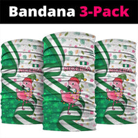 Nigeria Christmas Neck Gaiter with Pink Flamingo Tropical Leaves and Festive Lights Design - Wonder Print Shop