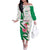 Nigeria Christmas Off The Shoulder Long Sleeve Dress with Pink Flamingo Tropical Leaves and Festive Lights Design - Wonder Print Shop