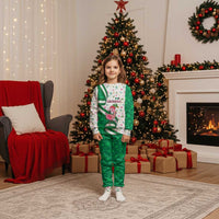 Nigeria Christmas Pajama Set with Pink Flamingo Tropical Leaves and Festive Lights Design - Wonder Print Shop