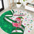 Nigeria Christmas Round Carpet with Pink Flamingo Tropical Leaves and Festive Lights Design - Wonder Print Shop