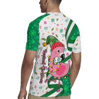 Nigeria Christmas Rugby Jersey with Pink Flamingo Tropical Leaves and Festive Lights Design - Wonder Print Shop