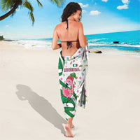 Nigeria Christmas Sarong with Pink Flamingo Tropical Leaves and Festive Lights Design - Wonder Print Shop
