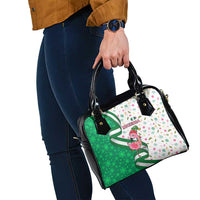 Nigeria Christmas Shoulder Handbag with Pink Flamingo Tropical Leaves and Festive Lights Design - Wonder Print Shop