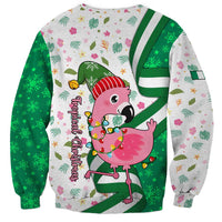 Nigeria Christmas Sweatshirt with Pink Flamingo Tropical Leaves and Festive Lights Design - Wonder Print Shop