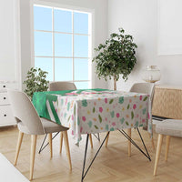 Nigeria Christmas Tablecloth with Pink Flamingo Tropical Leaves and Festive Lights Design - Wonder Print Shop