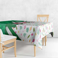 Nigeria Christmas Tablecloth with Pink Flamingo Tropical Leaves and Festive Lights Design - Wonder Print Shop