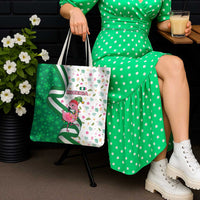 Nigeria Christmas Tote Bag with Pink Flamingo Tropical Leaves and Festive Lights Design - Wonder Print Shop