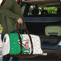 Nigeria Christmas Travel Bag with Pink Flamingo Tropical Leaves and Festive Lights Design - Wonder Print Shop