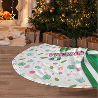 Nigeria Christmas Tree Skirt with Pink Flamingo Tropical Leaves and Festive Lights Design - Wonder Print Shop