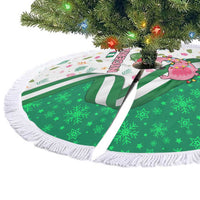 Nigeria Christmas Tree Skirt with Pink Flamingo Tropical Leaves and Festive Lights Design - Wonder Print Shop