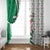Nigeria Christmas Window Curtain with Pink Flamingo Tropical Leaves and Festive Lights Design - Wonder Print Shop