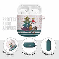 Lithuania Christmas AirPods Case with Stork Basket Snowflakes and Traditional Pattern Design - Wonder Print Shop