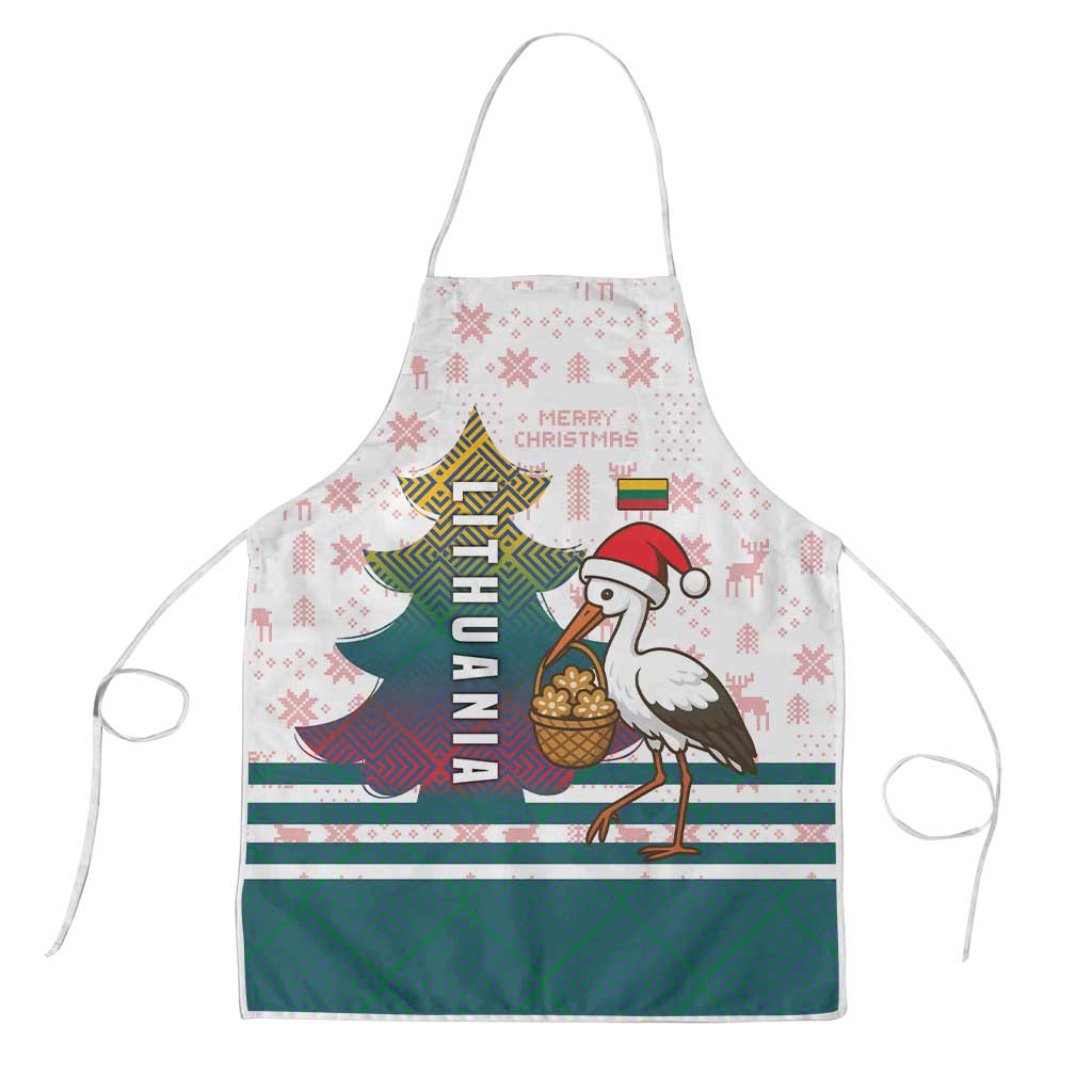 Lithuania Christmas Apron with Stork Basket Snowflakes and Traditional Pattern Design - Wonder Print Shop