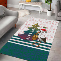 Lithuania Christmas Area Rug with Stork Basket Snowflakes and Traditional Pattern Design - Wonder Print Shop